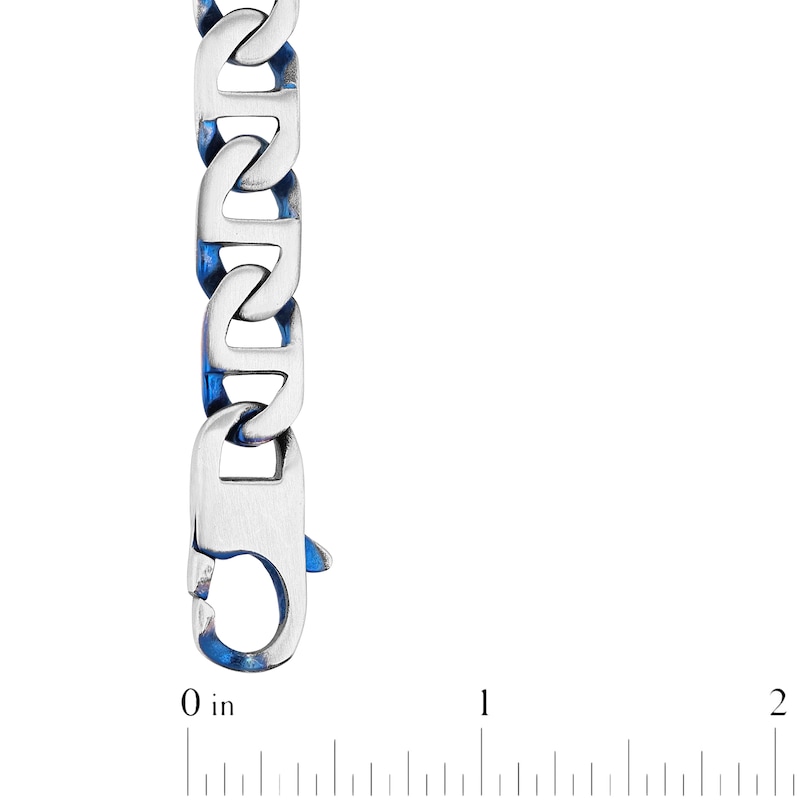 Main Image 4 of Men's Mariner Chain Necklace 9.5mm Stainless Steel & Blue Ion Plating 24"