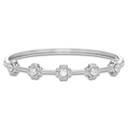 Unspoken Diamond Station Bangle Bracelet 1 ct tw 14K White Gold 7"