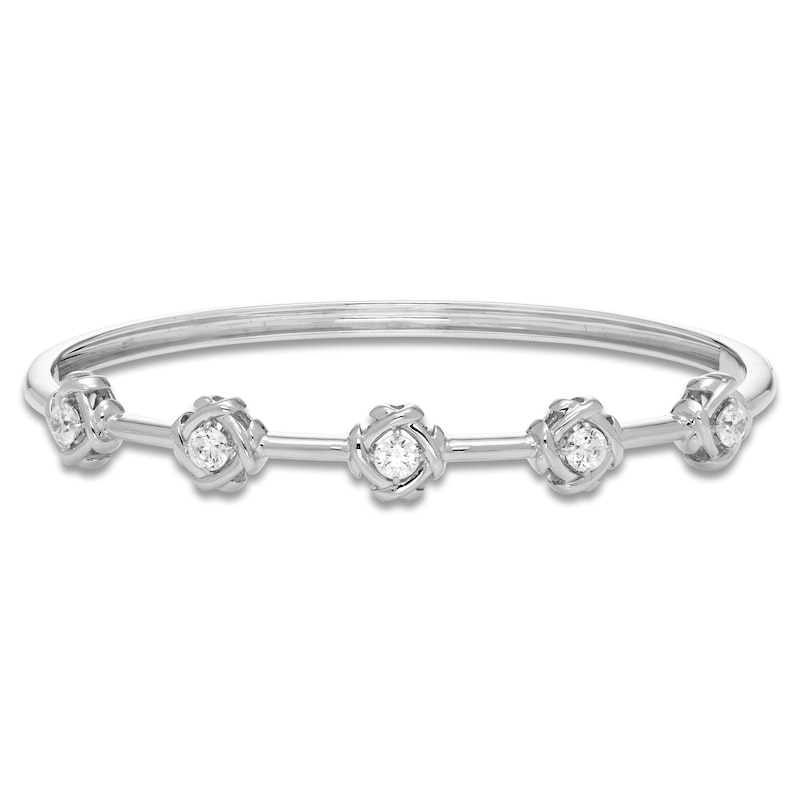 Main Image 1 of Unspoken Diamond Station Bangle Bracelet 1 ct tw 14K White Gold 7"