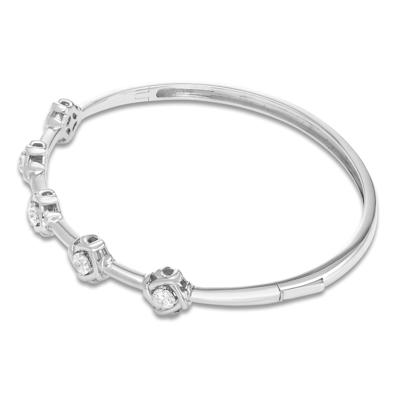 Main Image 2 of Unspoken Diamond Station Bangle Bracelet 1 ct tw 14K White Gold 7"