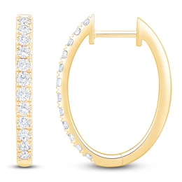 Lab-Grown Diamond Oval Hoop Earrings 1/2 ct tw 14K Yellow Gold
