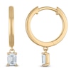Thumbnail Image 1 of Emerald-Cut Lab-Grown Diamond Solitaire Dangle Hoop Earrings 1/2 ct tw 14K Yellow Gold (SI2/F)