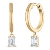 Thumbnail Image 2 of Emerald-Cut Lab-Grown Diamond Solitaire Dangle Hoop Earrings 1/2 ct tw 14K Yellow Gold (SI2/F)