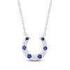 Thumbnail Image 1 of Blue & White Lab-Created Sapphire Horseshoe Necklace Sterling Silver 18"