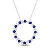 Thumbnail Image 1 of Blue Lab-Created Sapphire & Diamond Circle Necklace 1/8 ct tw Sterling Silver 18"
