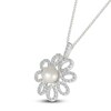 Thumbnail Image 2 of Cultured Pearl & White Lab-Created Sapphire Flower Necklace Sterling Silver 18"