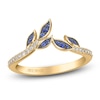 Thumbnail Image 1 of ArtCarved Diamond & Natural Blue Sapphire Leaf Ring 1/8 ct tw 14K Yellow Gold