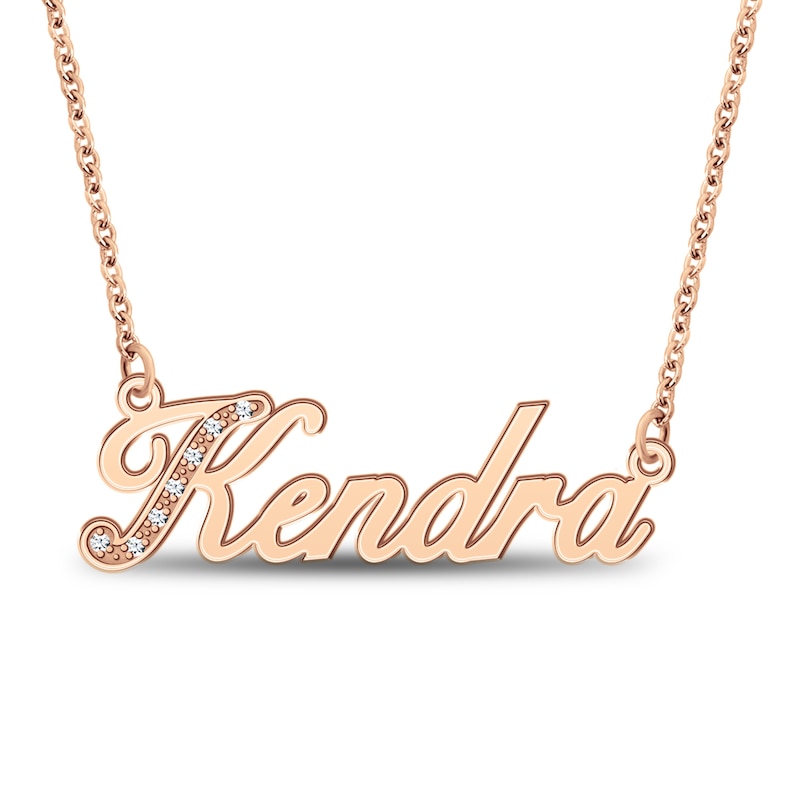 Main Image 1 of Diamond Accent Script Nameplate Necklace 14K Rose Gold 18"