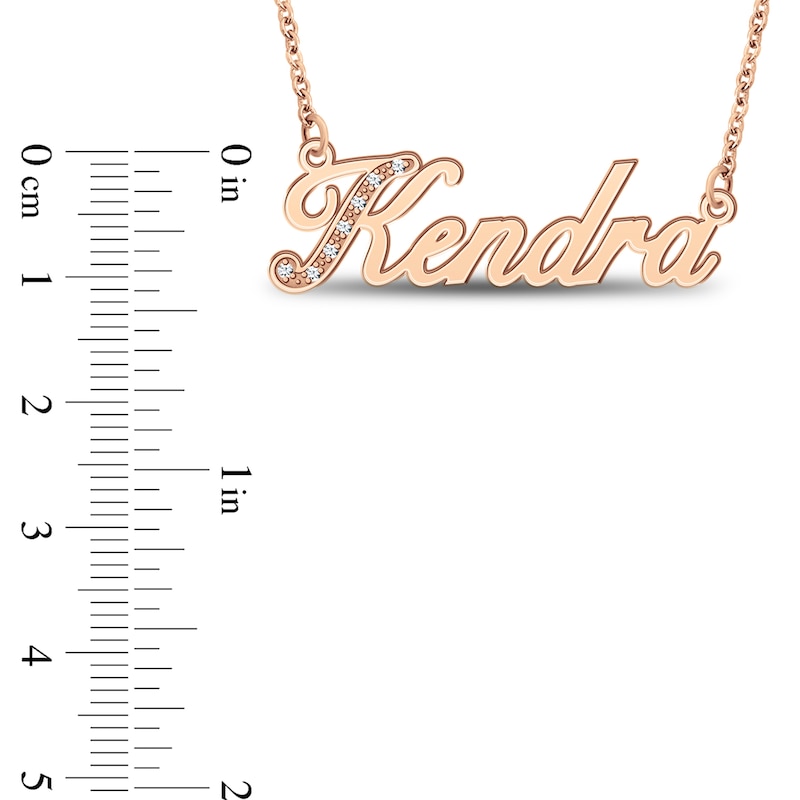 Main Image 4 of Diamond Accent Script Nameplate Necklace 14K Rose Gold 18"