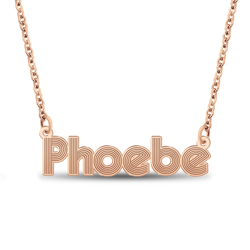 Main Image 1 of Retro Name Necklace 14K Rose Gold 18"