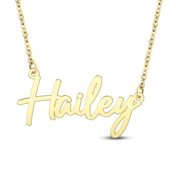 Script Nameplate Necklace 24K Yellow Gold-Plated Sterling Silver 18"