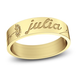 Birth Flower & Name Ring 14K Yellow Gold