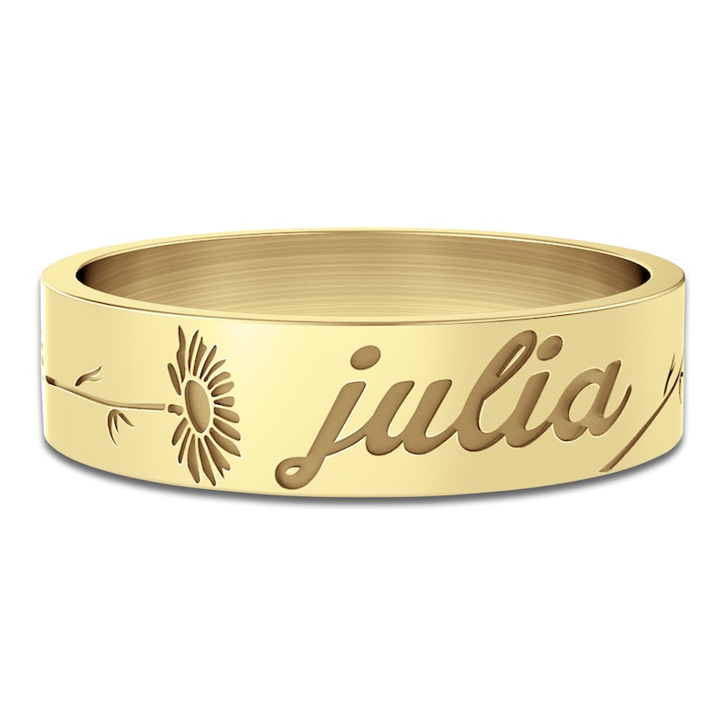 Main Image 3 of Birth Flower & Name Ring 14K Yellow Gold