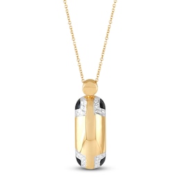 Italia D'Oro Colori Costa Black Enamel Necklace 14K Yellow Gold 18"