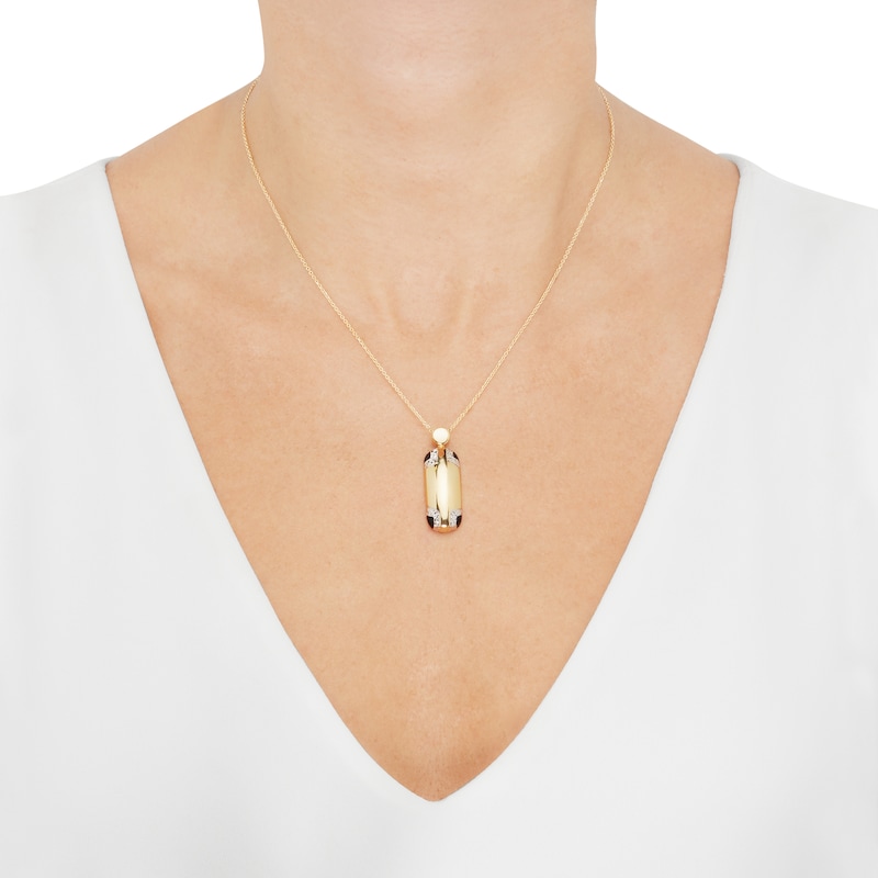 Main Image 2 of Italia D'Oro Colori Costa Black Enamel Necklace 14K Yellow Gold 18"