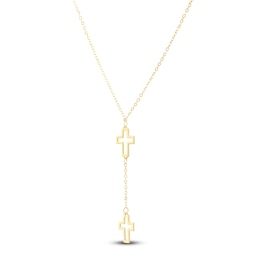 Italia D'Oro Cross Y-Drop Necklace 14K Yellow Gold 18"