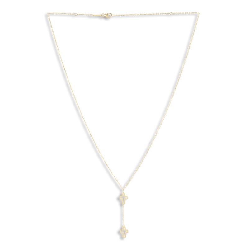 Main Image 2 of Italia D'Oro Cross Y-Drop Necklace 14K Yellow Gold 18"