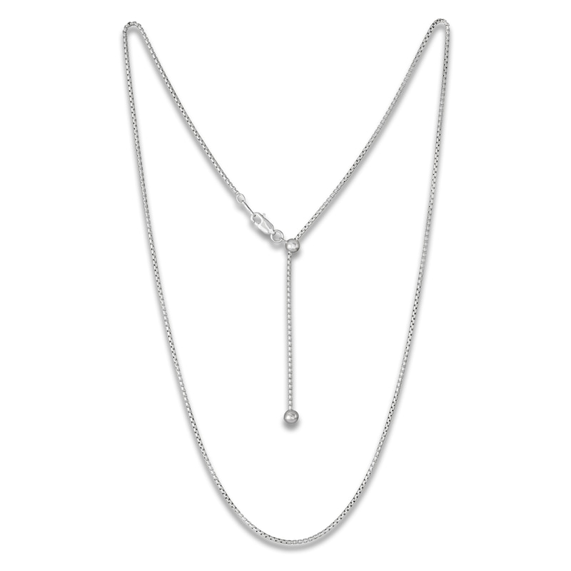 Main Image 1 of Adjustable Box Chain Necklace 1.45mm Solid Sterling Silver 24"