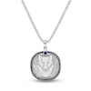 Thumbnail Image 1 of Men's Natural Blue Sapphire & Black Diamond Wolf Necklace 1/4 ct tw Sterling Silver 24"