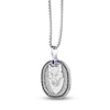 Thumbnail Image 2 of Men's Natural Blue Sapphire & Black Diamond Wolf Necklace 1/4 ct tw Sterling Silver 24"