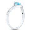 Thumbnail Image 2 of Pear-Shaped Natural Swiss Blue Topaz & Diamond Contour Ring 1/6 ct tw 10K White Gold