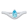 Thumbnail Image 3 of Pear-Shaped Natural Swiss Blue Topaz & Diamond Contour Ring 1/6 ct tw 10K White Gold
