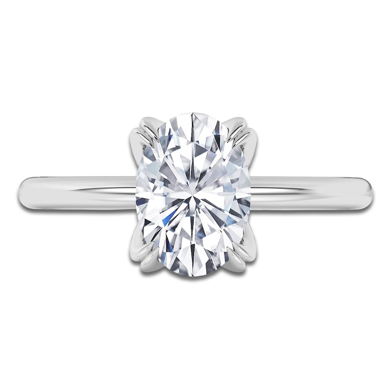Main Image 3 of Certified Oval-Cut Diamond Solitaire Engagement Ring 2 ct tw 18K White Gold (SI2/G)