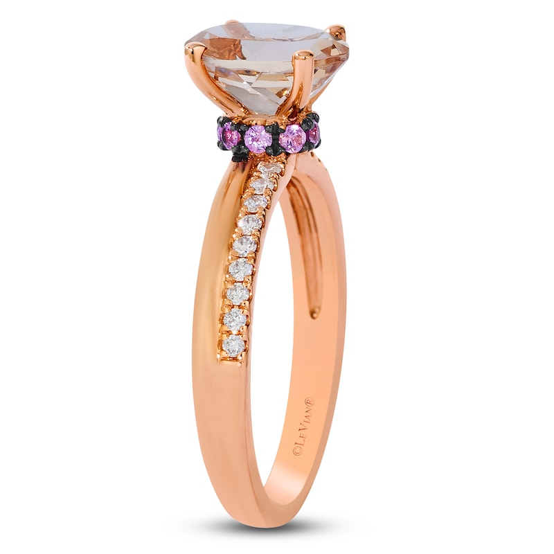Main Image 2 of Le Vian Oval-Cut Natural Morganite & Pink Sapphire Ring 1/8 ct tw Diamonds 14K Strawberry Gold