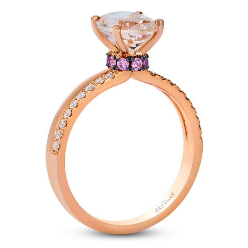Main Image 3 of Le Vian Oval-Cut Natural Morganite & Pink Sapphire Ring 1/8 ct tw Diamonds 14K Strawberry Gold
