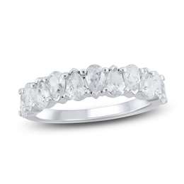 Pear-Shaped Lab-Grown Diamond Alternating Anniversary Ring 1-1/2 ct tw 14K White Gold