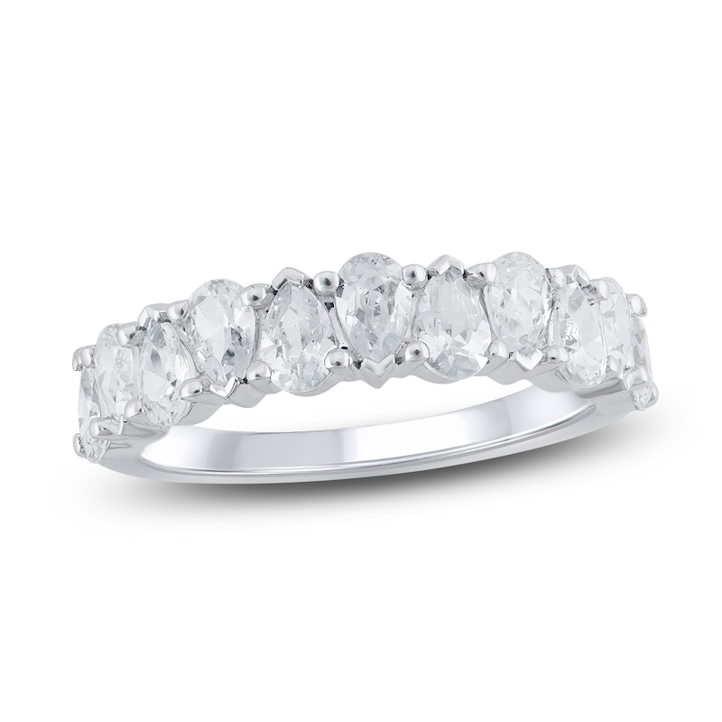 Main Image 1 of Pear-Shaped Lab-Grown Diamond Alternating Anniversary Ring 1-1/2 ct tw 14K White Gold