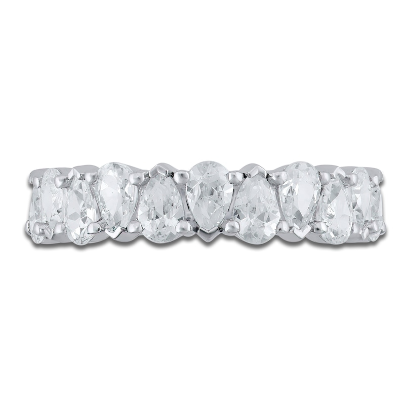 Main Image 3 of Pear-Shaped Lab-Grown Diamond Alternating Anniversary Ring 1-1/2 ct tw 14K White Gold