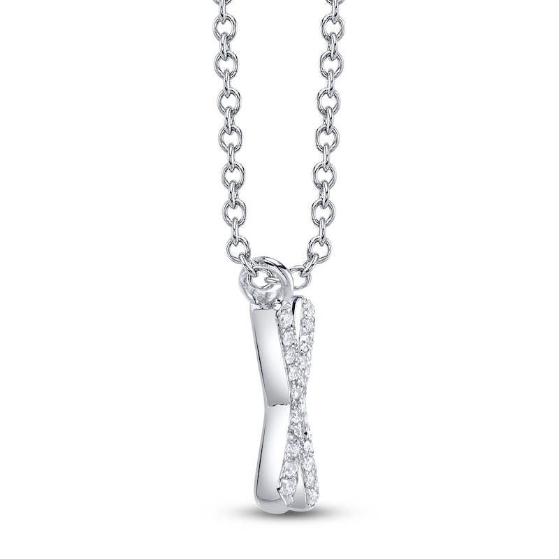 Main Image 2 of Shy Creation Diamond Letter X Pavé Necklace 1/15 ct tw 14K White Gold 18" SC55028331-X