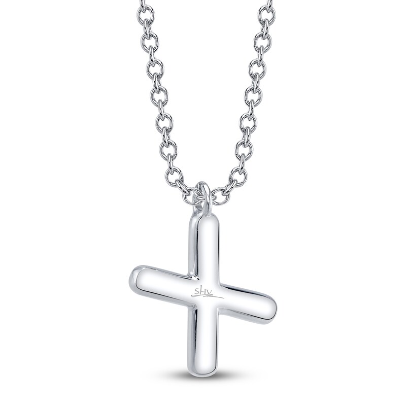 Main Image 3 of Shy Creation Diamond Letter X Pavé Necklace 1/15 ct tw 14K White Gold 18" SC55028331-X