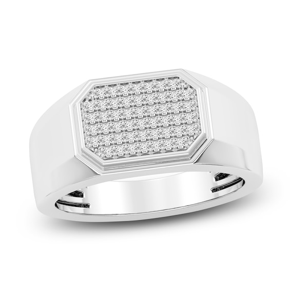 Men's Multi-Diamond Octagon Ring 1/4 ct tw Sterling Silver