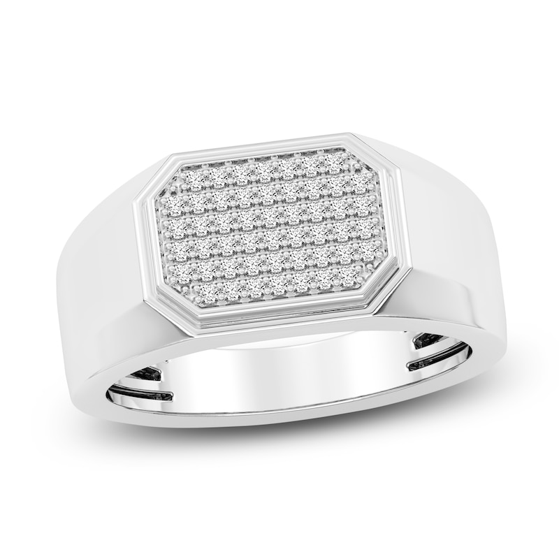 Main Image 1 of Men's Multi-Diamond Octagon Ring 1/4 ct tw Sterling Silver
