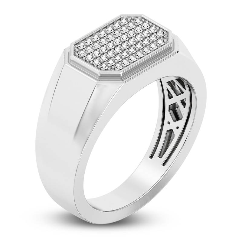 Main Image 2 of Men's Multi-Diamond Octagon Ring 1/4 ct tw Sterling Silver