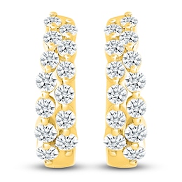 Diamond Two-Row Hoop Earrings 3/4 ct tw 10K Yellow Gold