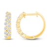 Thumbnail Image 3 of Diamond Two-Row Hoop Earrings 3/4 ct tw 10K Yellow Gold