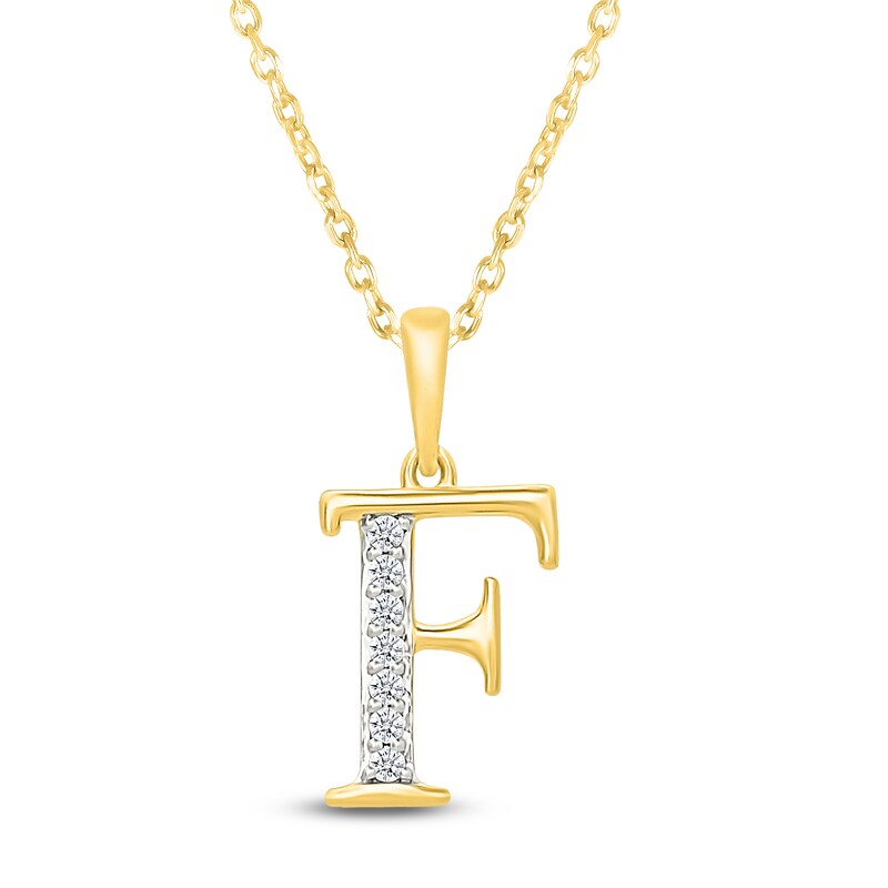 Main Image 1 of Diamond Initial F Necklace 1/20 ct tw 10K Yellow Gold 18"