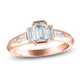 Vera Wang VOW Emerald & Baguette-Cut Diamond Three-Stone Engagement Ring 1 ct tw 14K Rose Gold