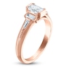 Thumbnail Image 2 of Vera Wang VOW Emerald & Baguette-Cut Diamond Three-Stone Engagement Ring 1 ct tw 14K Rose Gold