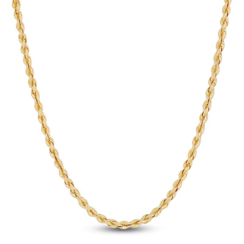Main Image 1 of Silk Rope Chain Necklace 2.5mm Solid 14K Yellow Gold 20"