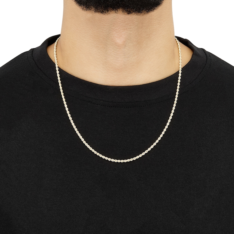 Main Image 4 of Silk Rope Chain Necklace 2.5mm Solid 14K Yellow Gold 20"