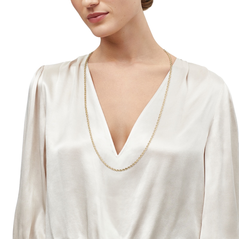 Main Image 5 of Silk Rope Chain Necklace 2.5mm Solid 14K Yellow Gold 20"