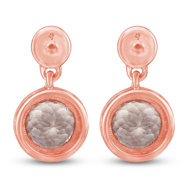 Main Image 2 of Natural Morganite & Diamond Drop Earrings 1/10 ct tw 10K Rose Gold