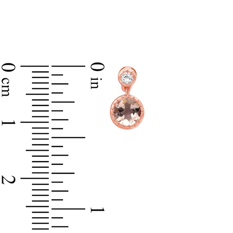 Main Image 4 of Natural Morganite & Diamond Drop Earrings 1/10 ct tw 10K Rose Gold