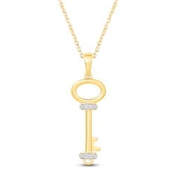 Diamond Key Necklace 1/20 ct tw 10K Yellow Gold 18"