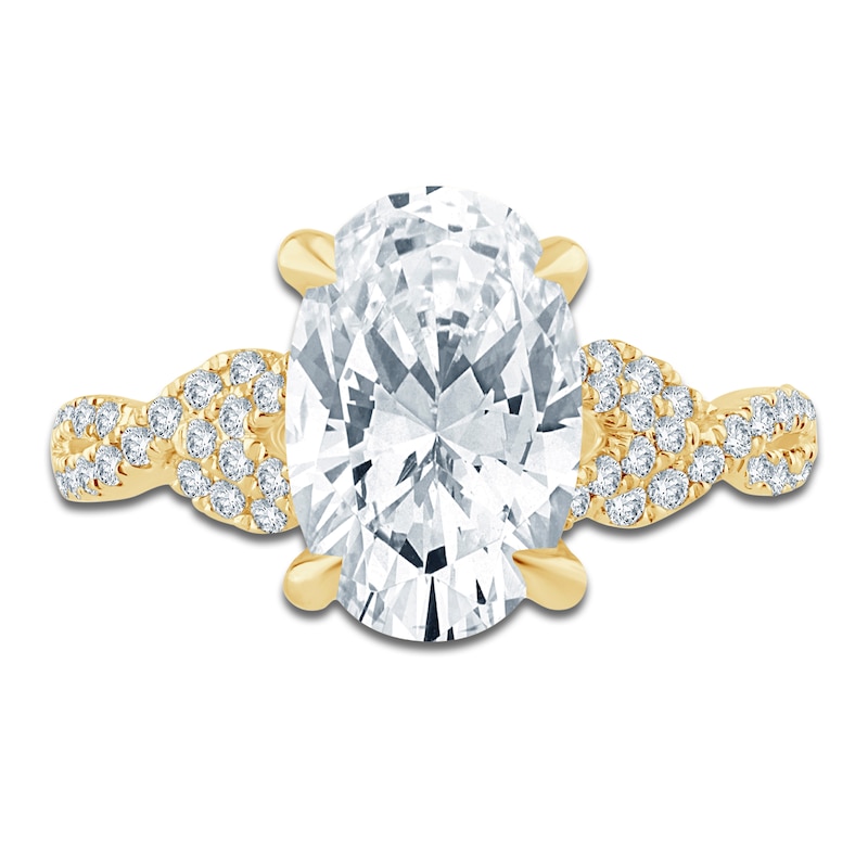 Main Image 3 of Oval-Cut Lab-Grown Diamond Engagement Ring 3-1/4 ct tw 14K Yellow Gold
