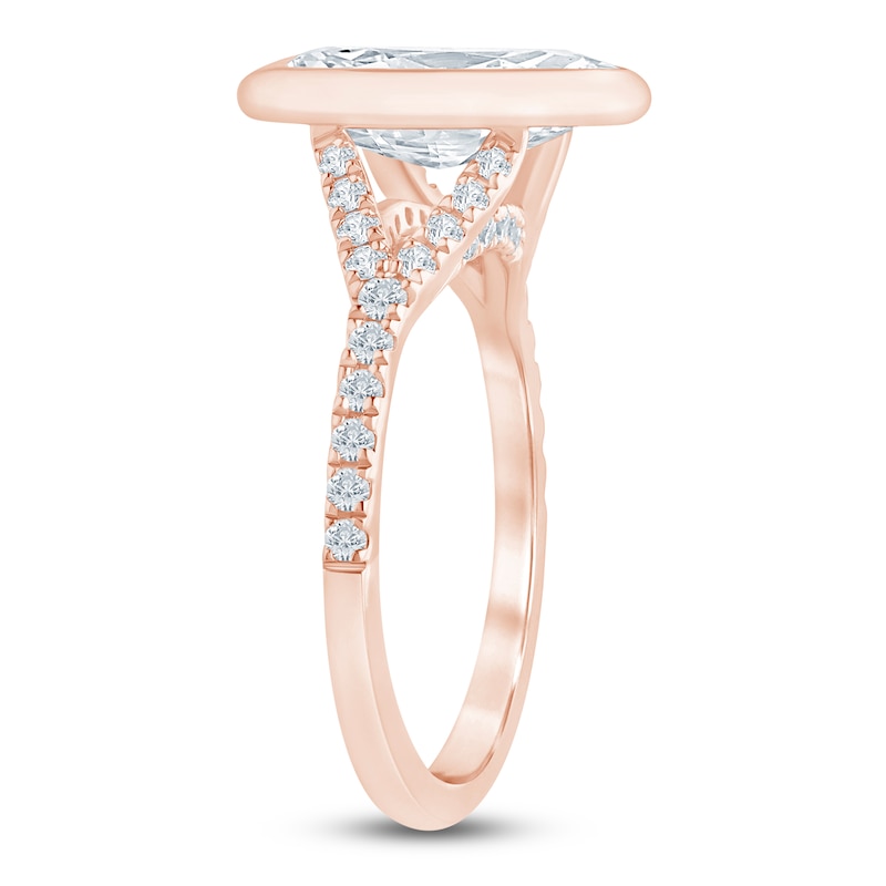 Main Image 2 of Marquise-Cut Lab-Grown Diamond Bezel-Set Engagement Ring 2-1/3 ct tw 14K Rose Gold